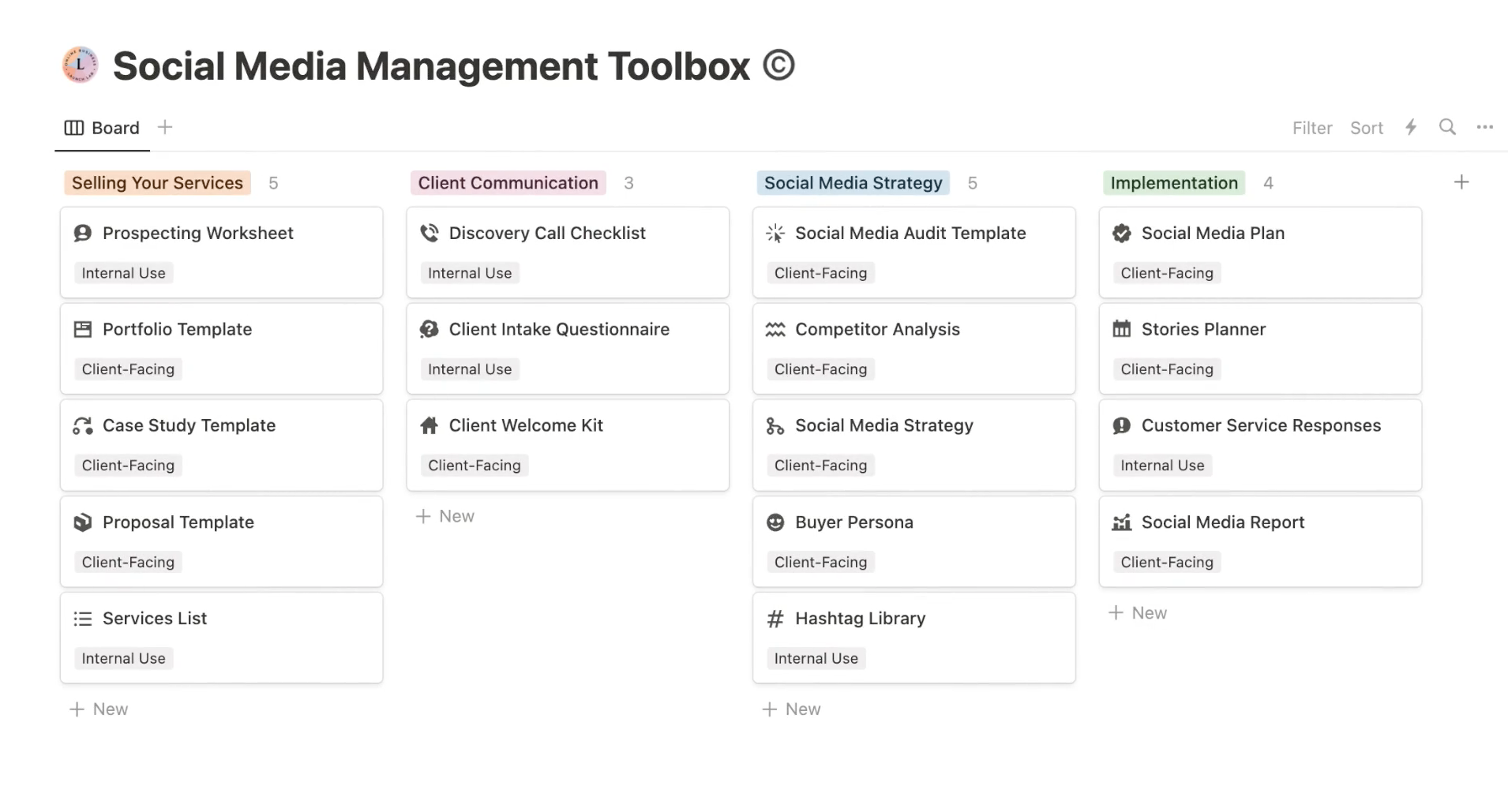 Screenshot of Notion dashboard